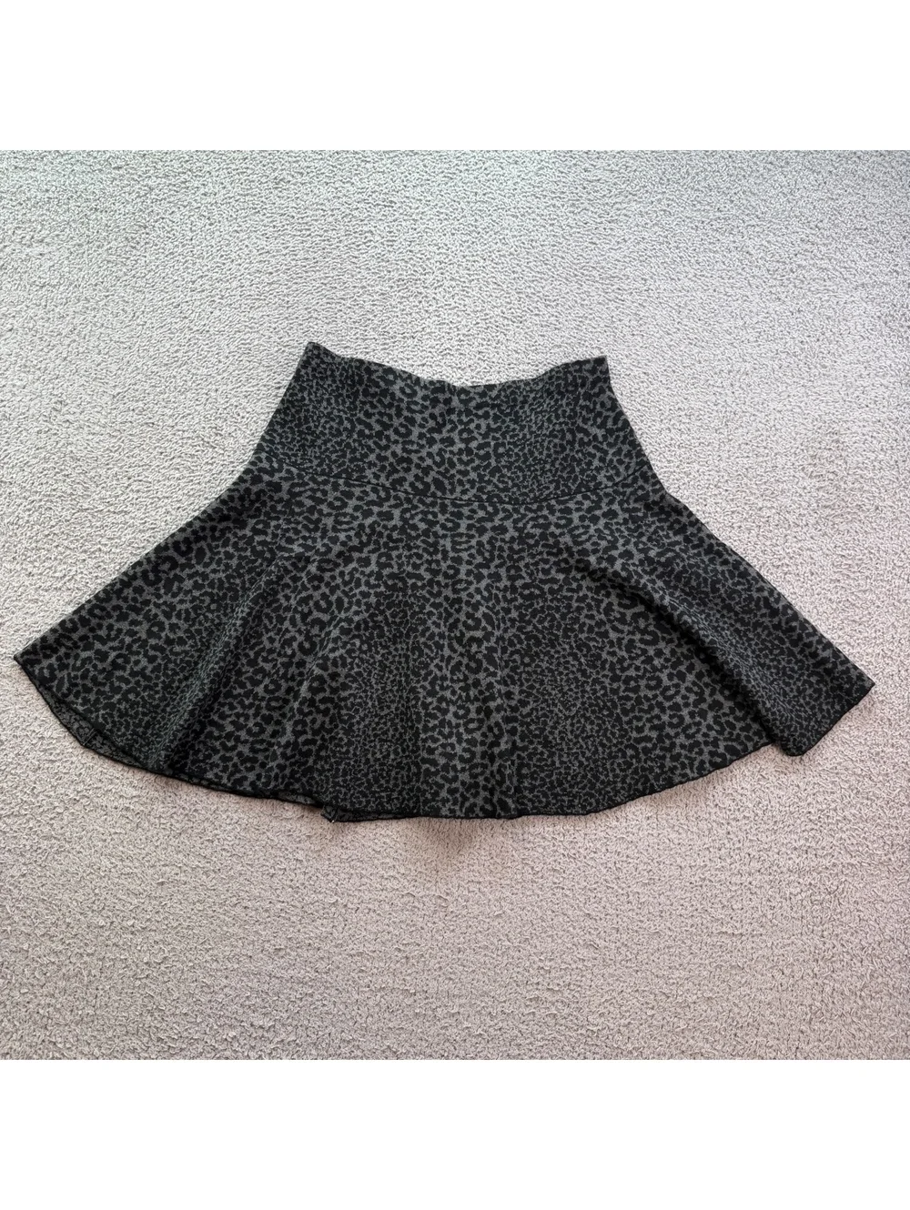 NWT Joie Wemberley Leopard Jacquard Knit Flared Mini Skirt Gray Black Size M
